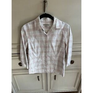 Burberry London Button Down Pink Plaid Nova Check Pattern Cotton Small Designer